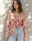 Camisa estampada floral rosa pálida