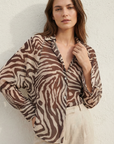 Chemise transparente imprimée zèbre