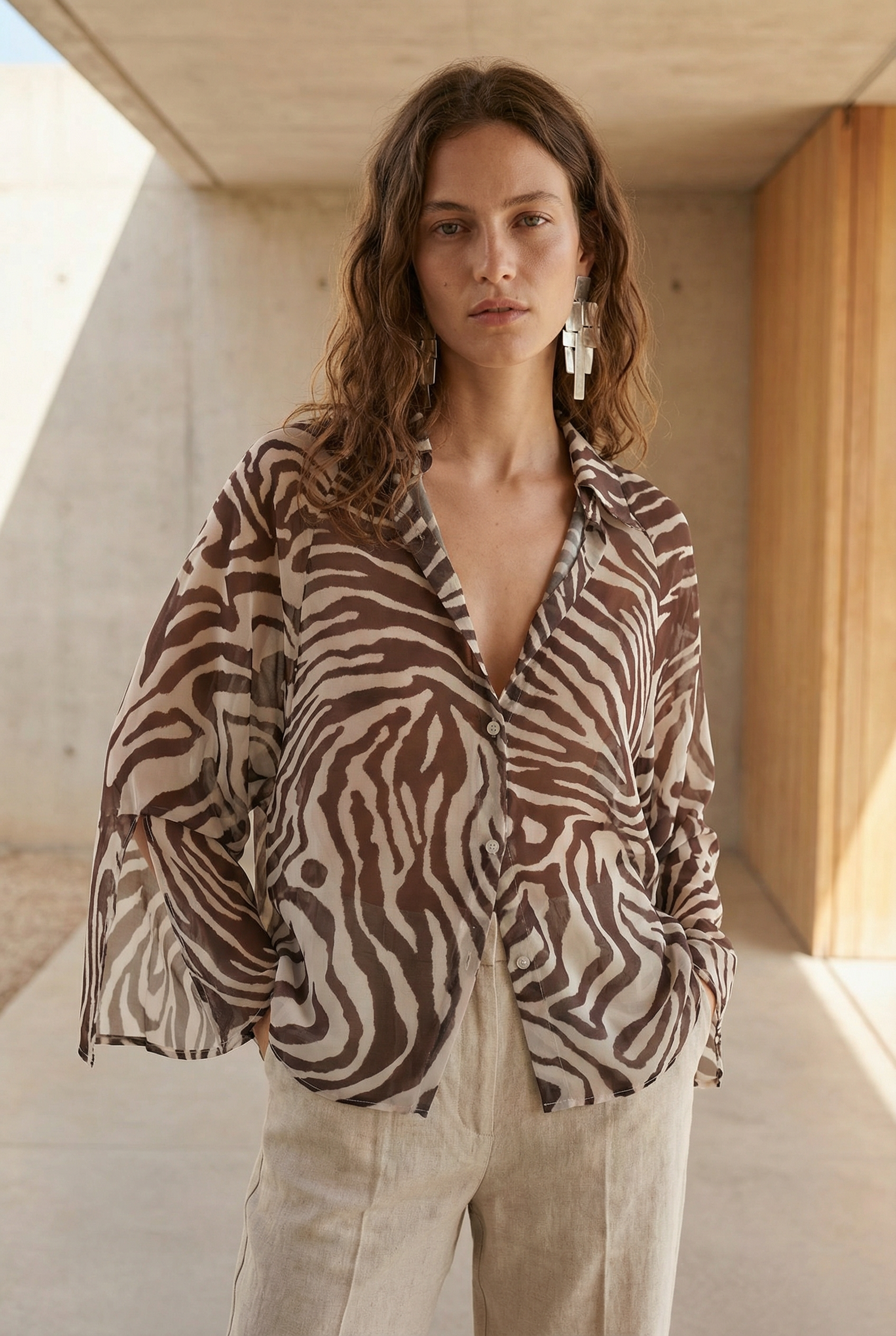 Chemise transparente imprimée zèbre