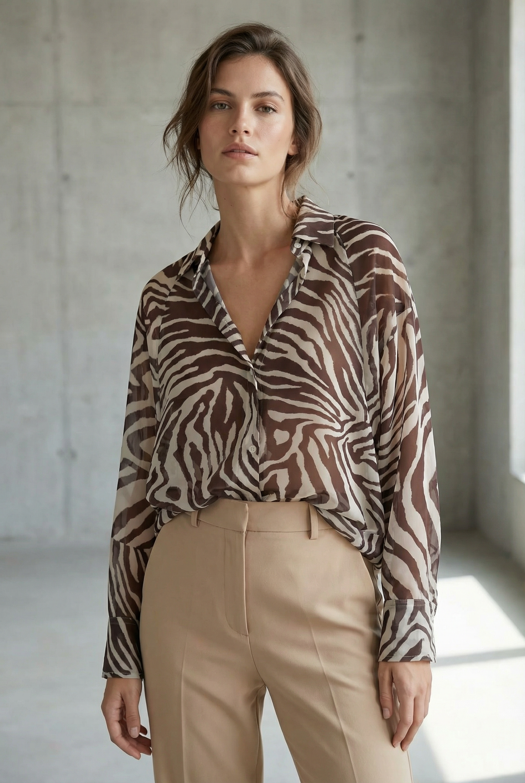 Chemise transparente imprimée zèbre