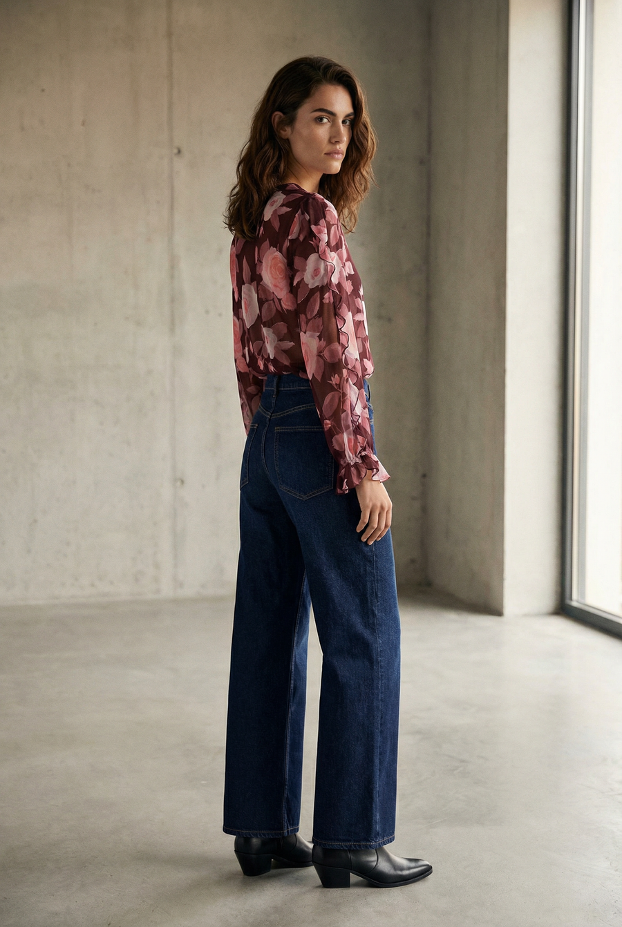 Chemisier Fleuri Femme Chic À Volants Imprimé, Élégance Confort Pour Toutes Occasions détail du produit