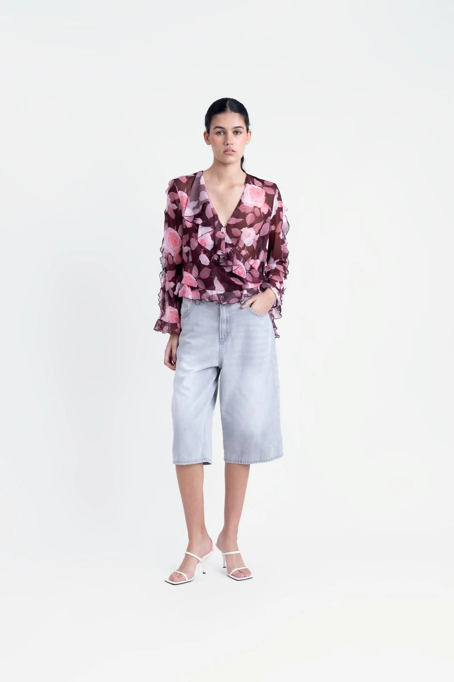 Chemisier Fleuri Femme Chic À Volants Imprimé, Élégance Confort Pour Toutes Occasions vue 6