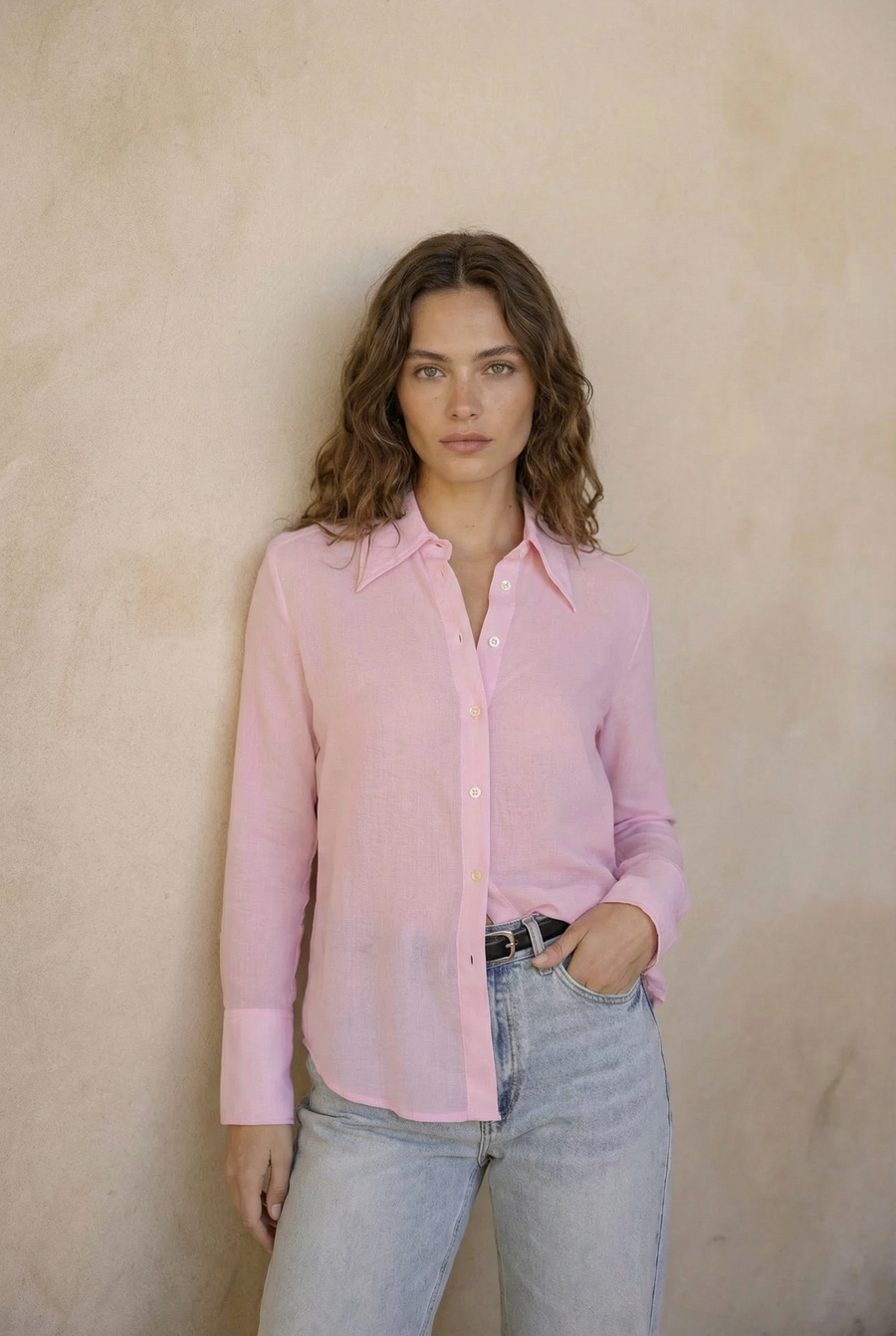 Chemisier rose pastel – Coupe droite – Tissu léger détail du produit