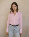 Camisa de franela para mujer rosa claro
