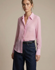 Camisa de franela para mujer rosa claro