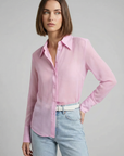 Camisa de franela para mujer rosa claro