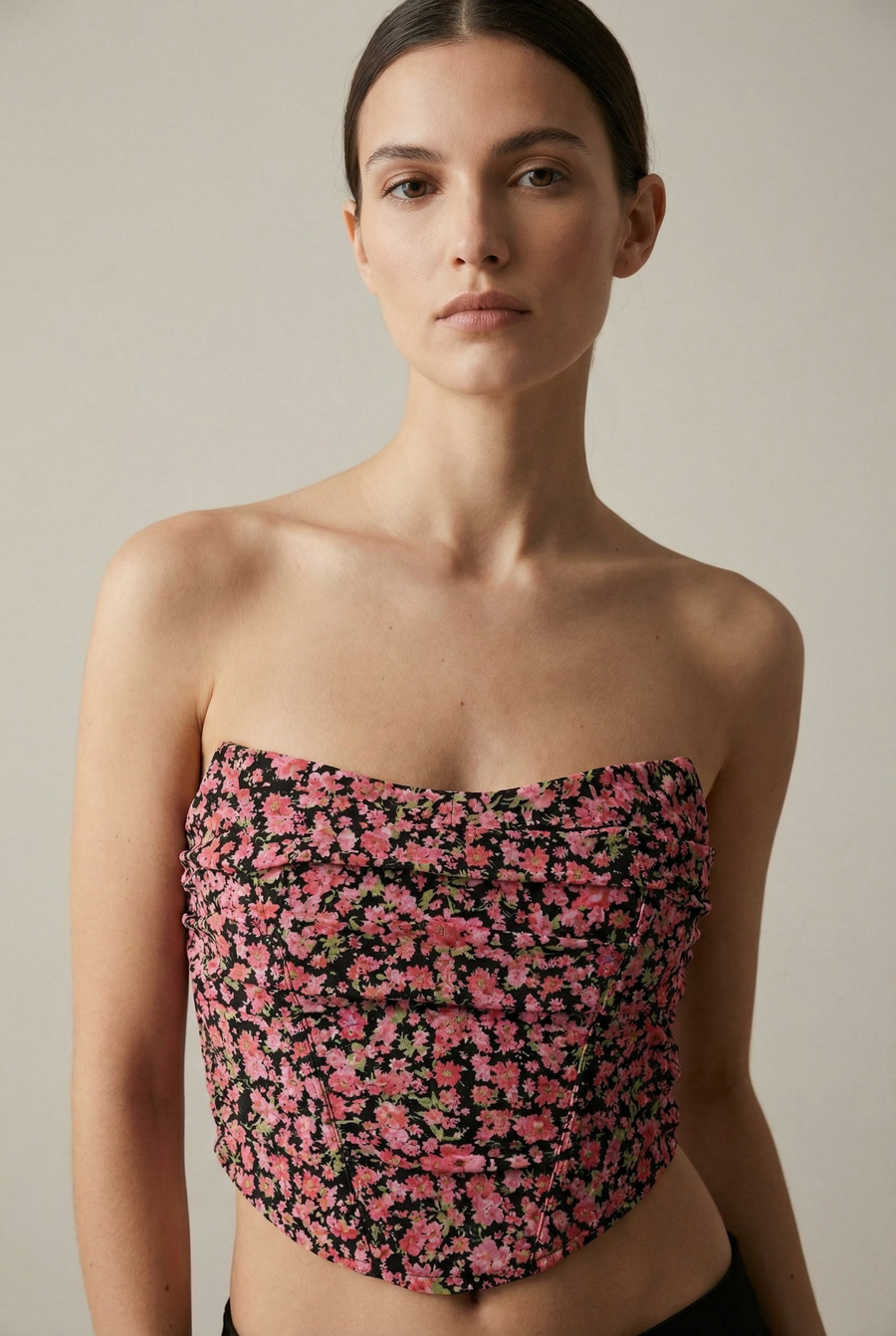 Corset Bustier Floral Sans Bretelles Femme détail du produit