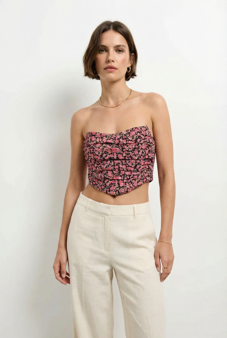 Corset Bustier Floral Sans Bretelles Femme vue principale