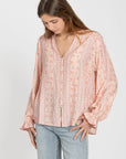 Blouse bohème rose fluide – Coupe légère – Manches longues