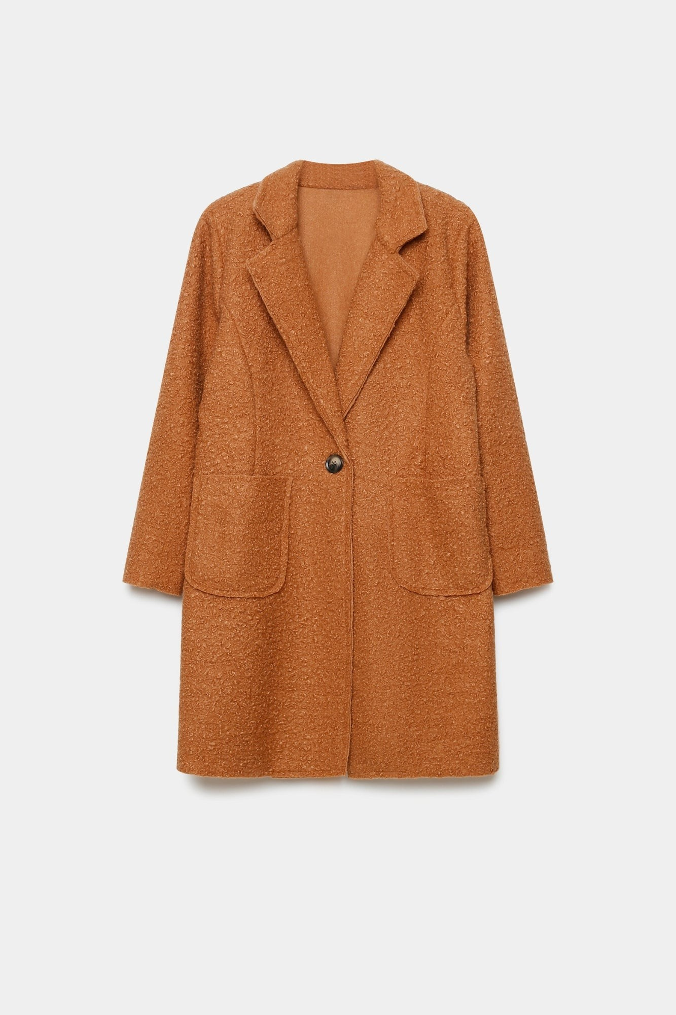 Manteau chaud hiver femme sherpa orange, affichant un look moderne et chaleureux pour les journées d'hiver.