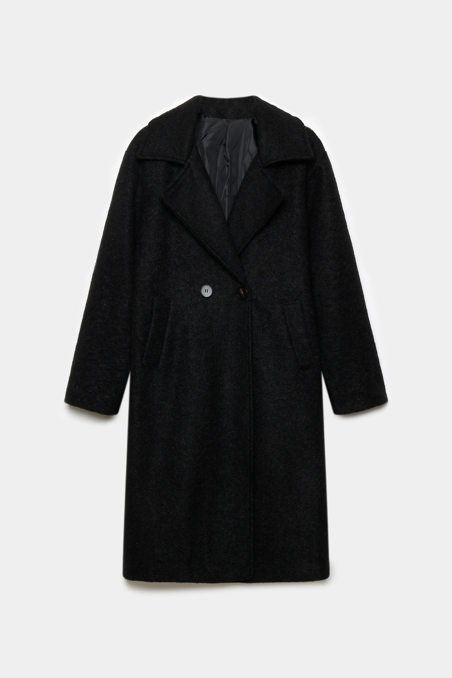 Manteau long effet fourrure synthétique – Coupe droite doublée – Col tailleur