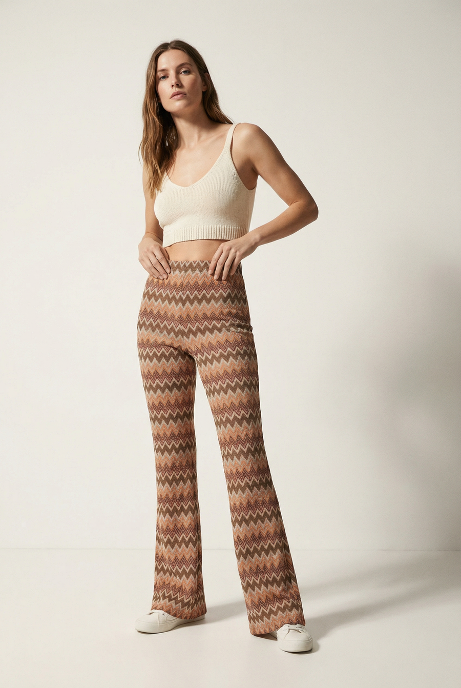 Pantalon flare taille haute femme vue 8