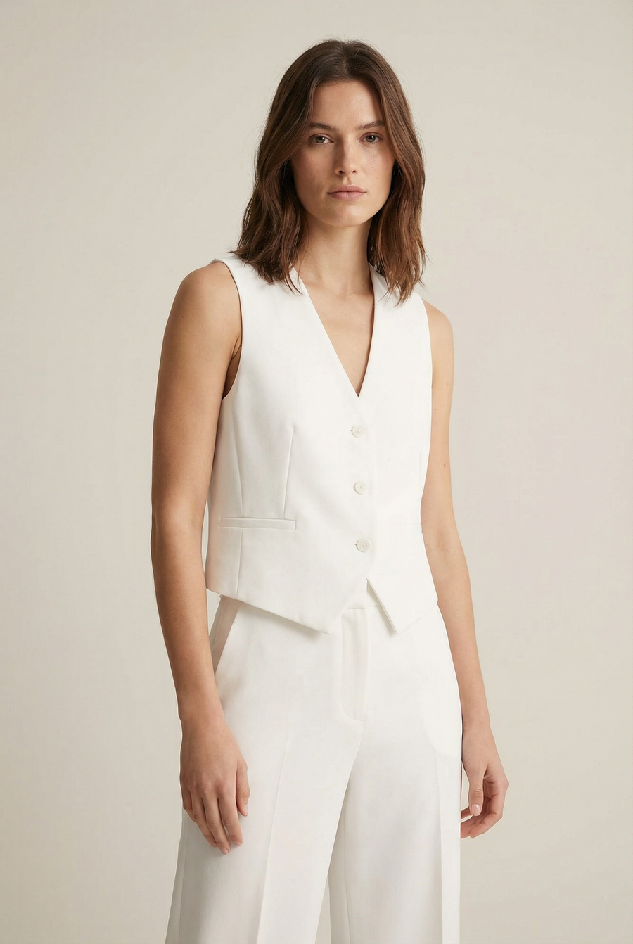 Gilet sans manches blanc coupe tailleur