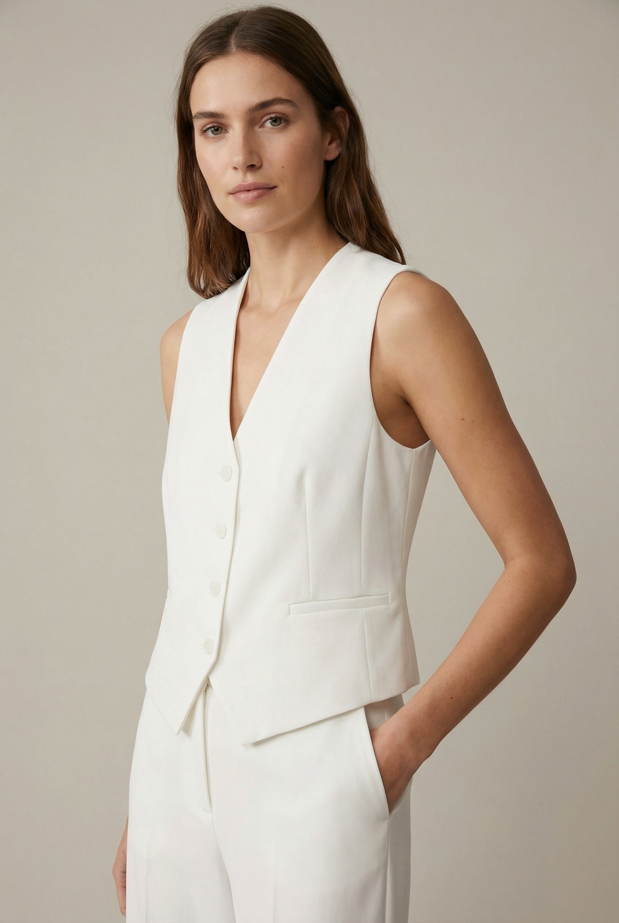 Gilet sans manches blanc coupe tailleur