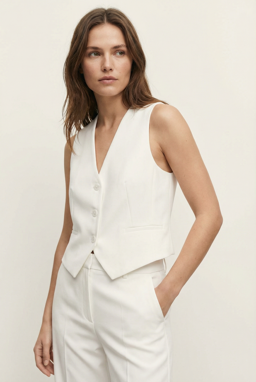 Gilet sans manches blanc coupe tailleur