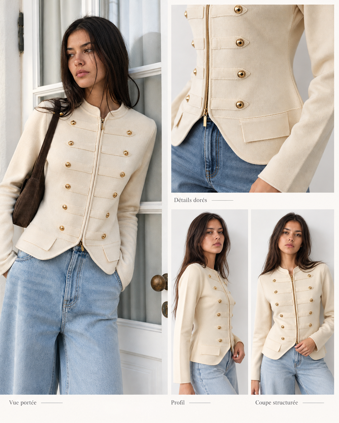 Pull Veste officier en maille zippée