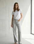 Jean Large Gris Taille Mi-Haute