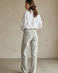 Jean Large Gris Taille Mi-Haute