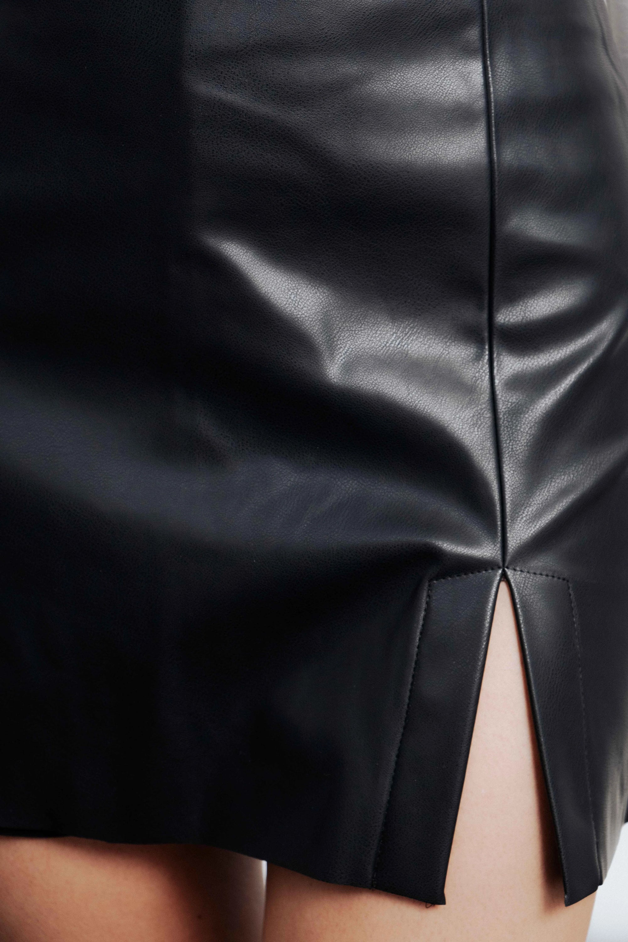 Leather effect skirt shorts