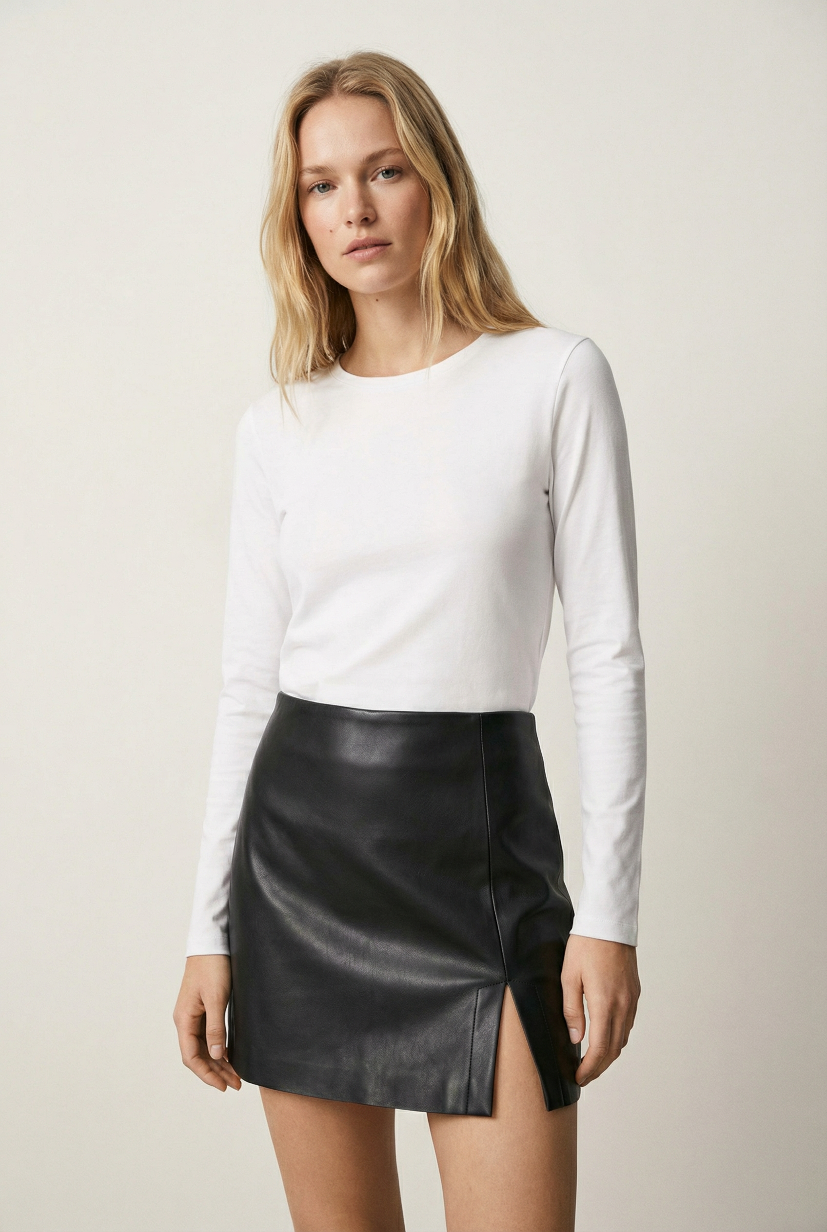 Leather effect skirt shorts