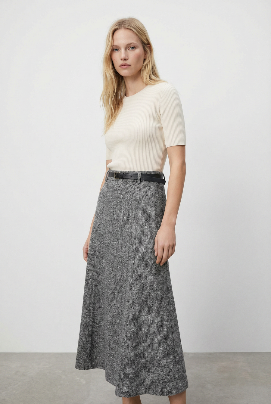 Jupe Grise Taille Haute
