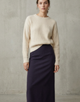 Jupe Midi Marine Taille Haute
