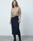 Jupe Midi Marine Taille Haute