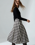 Jupe Noir et Blanc Midi à Pois