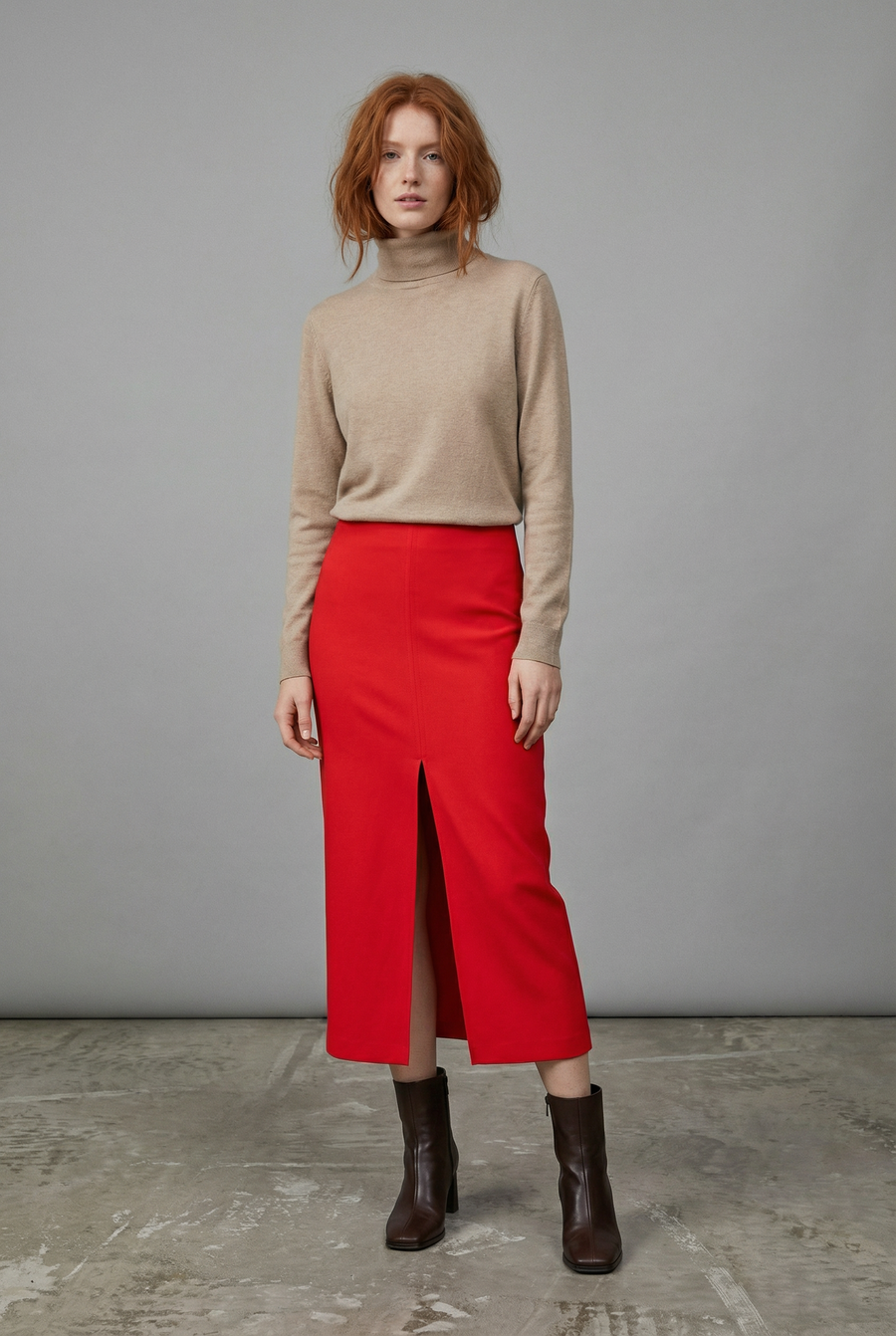 Jupe Rouge Longue Fendue