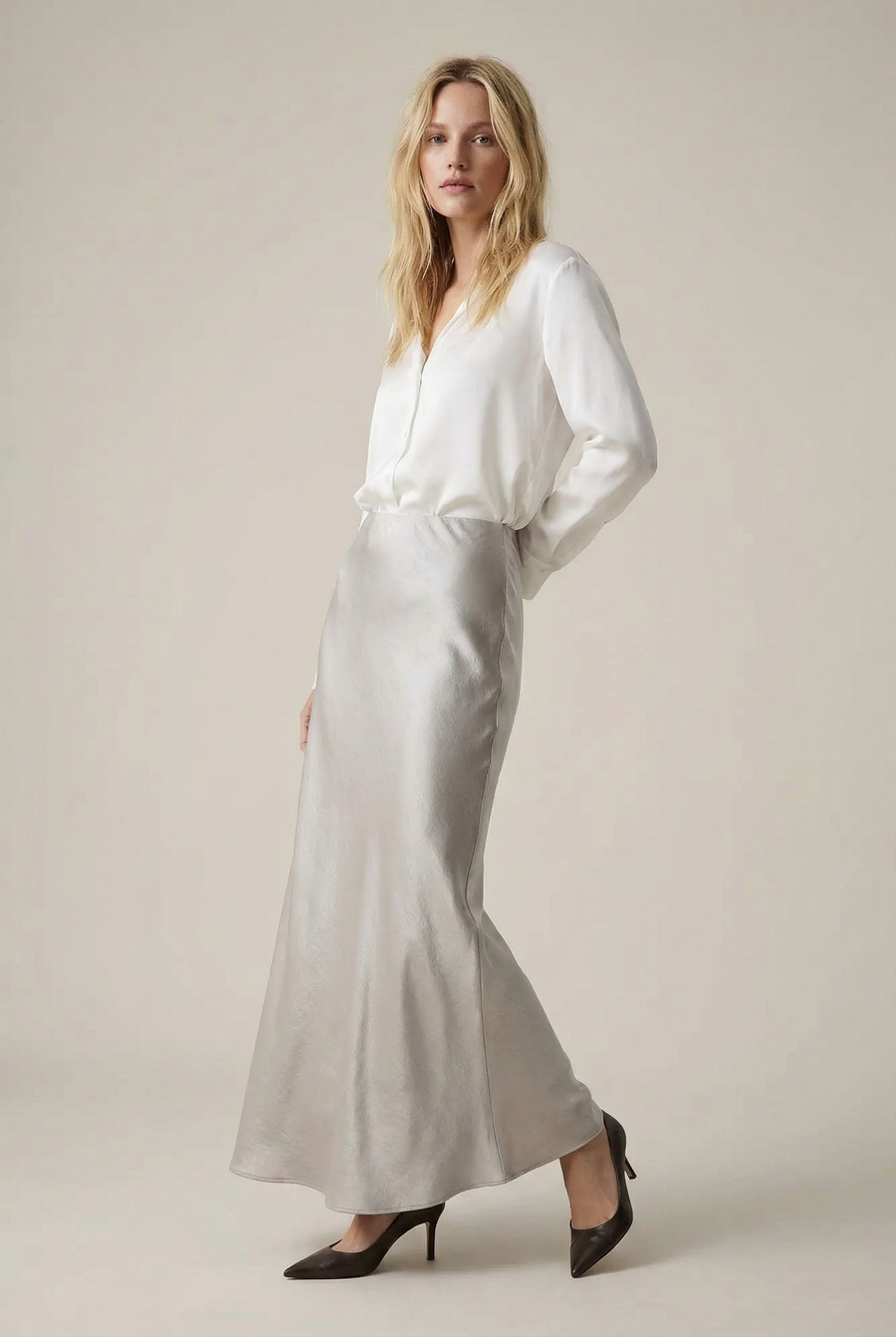 Jupe Satin Longue Élégante vue principale