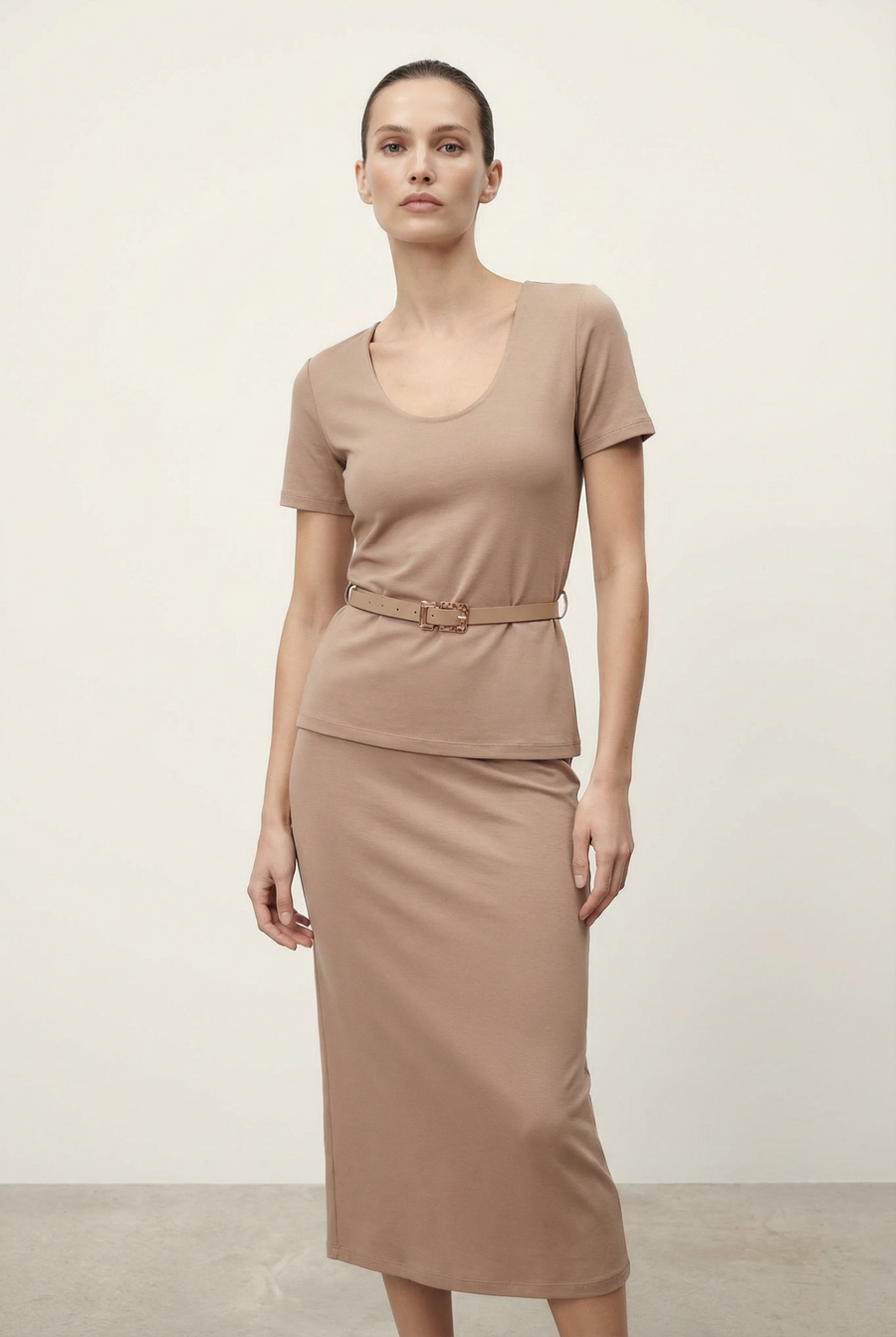 Jupe midi beige vue principale