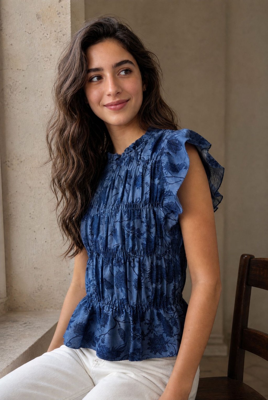 02. Blouse smockée manches volantées
