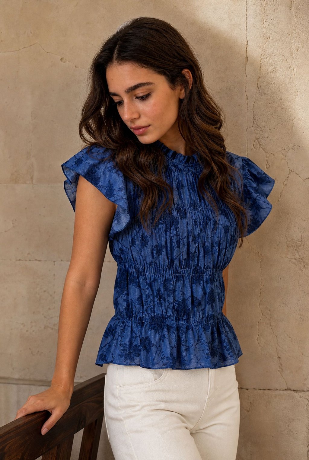 02. Blouse smockée manches volantées