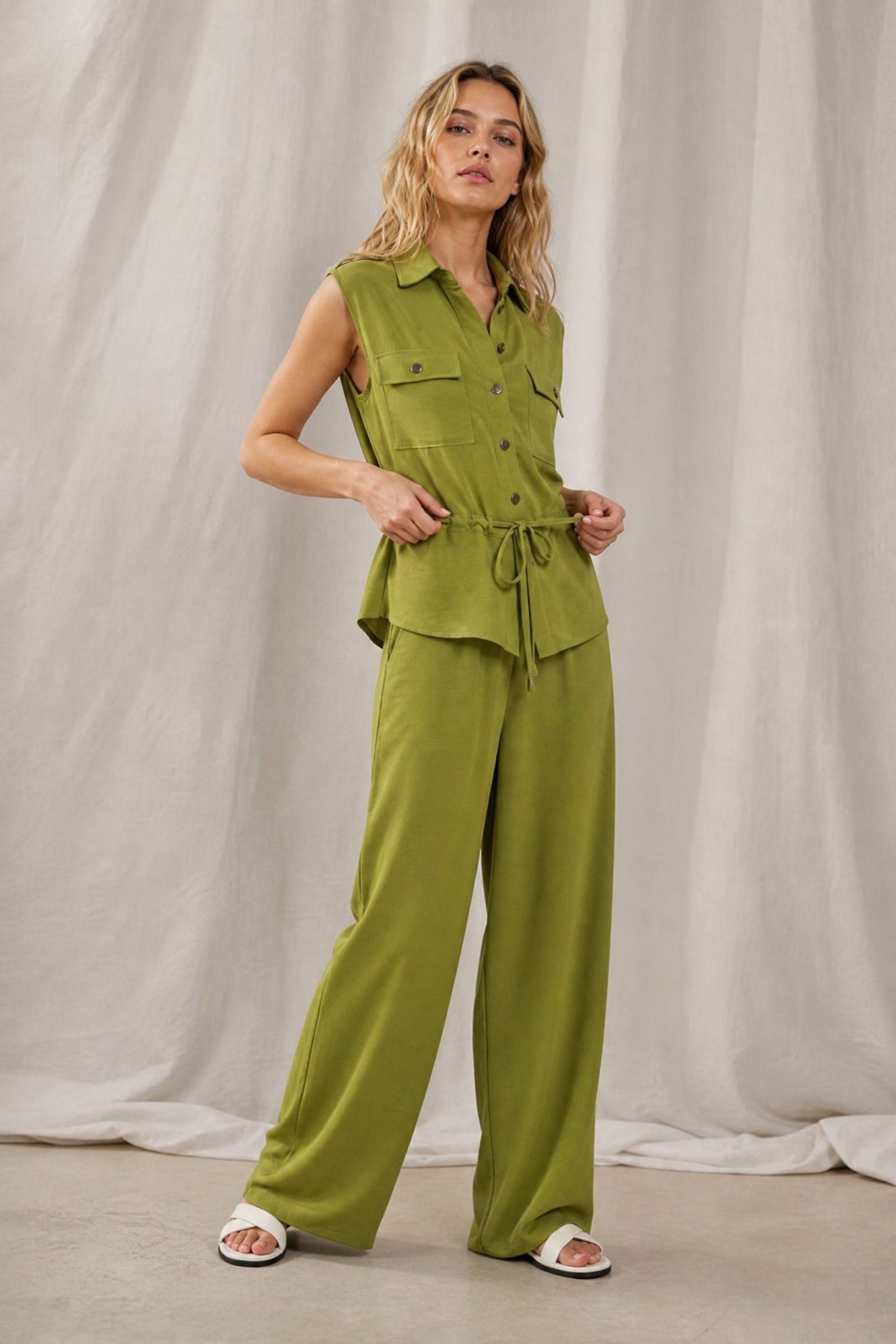 Ensemble saharien sans manches palazzo