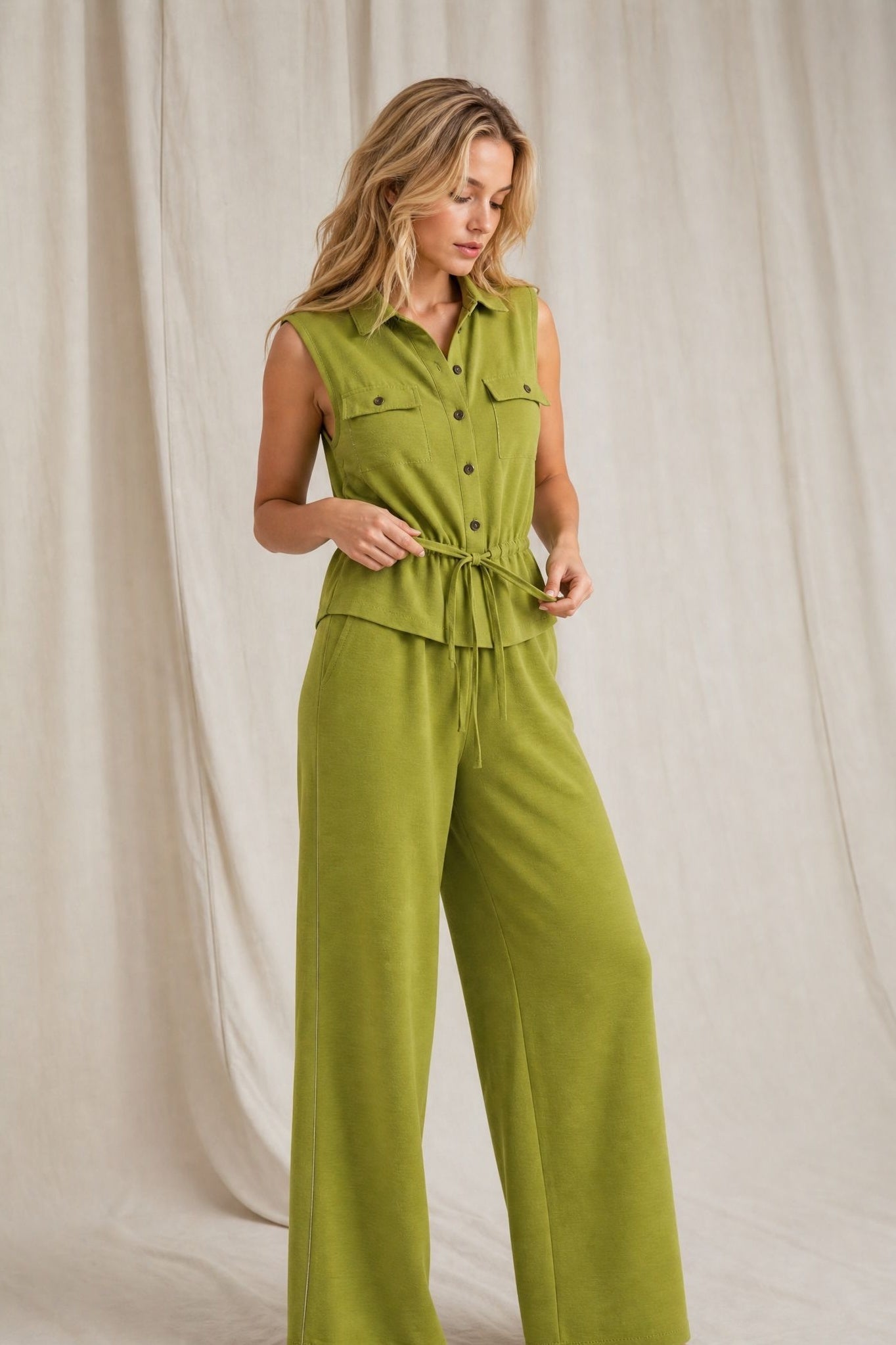 Ensemble saharien sans manches palazzo