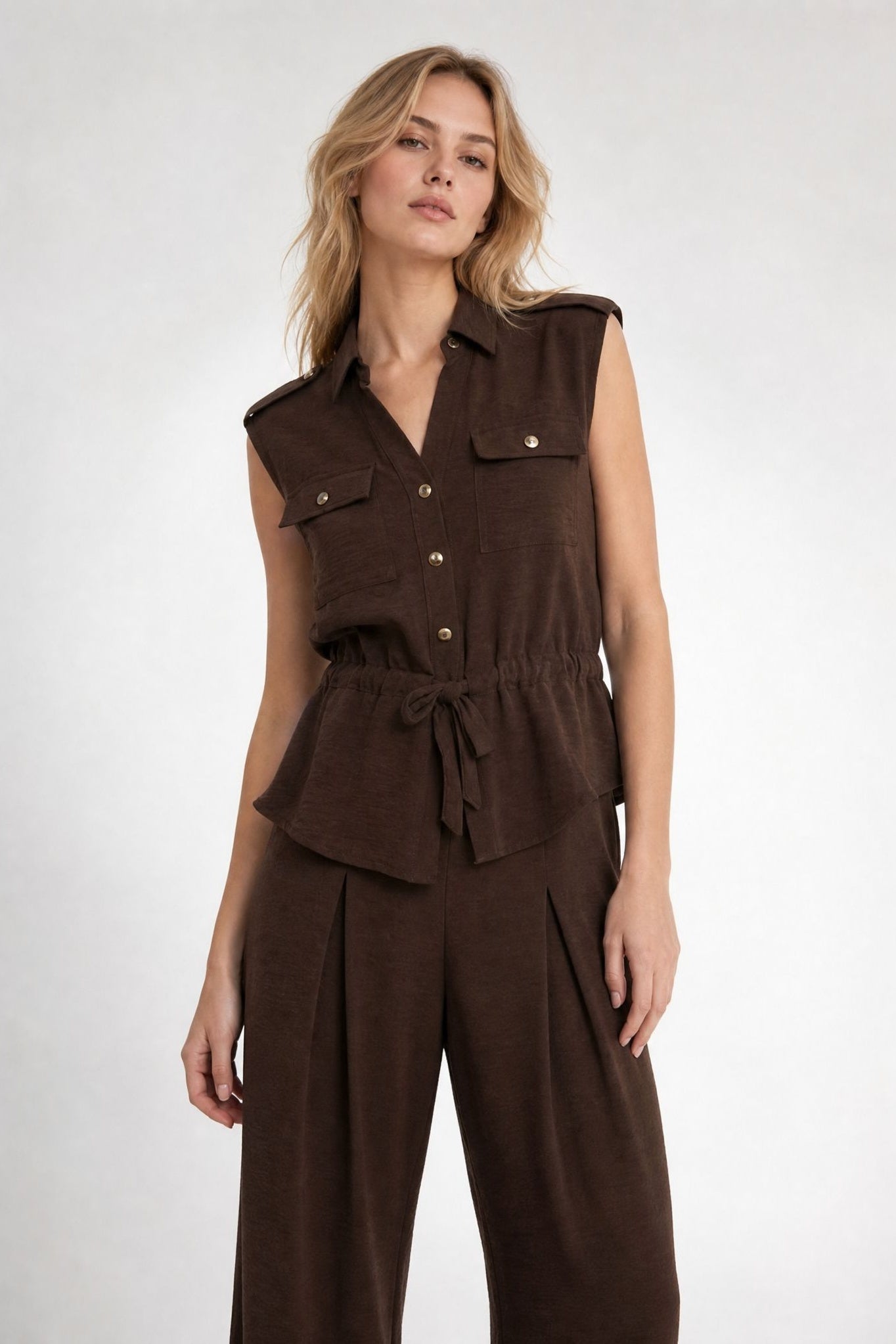 Ensemble saharien sans manches palazzo