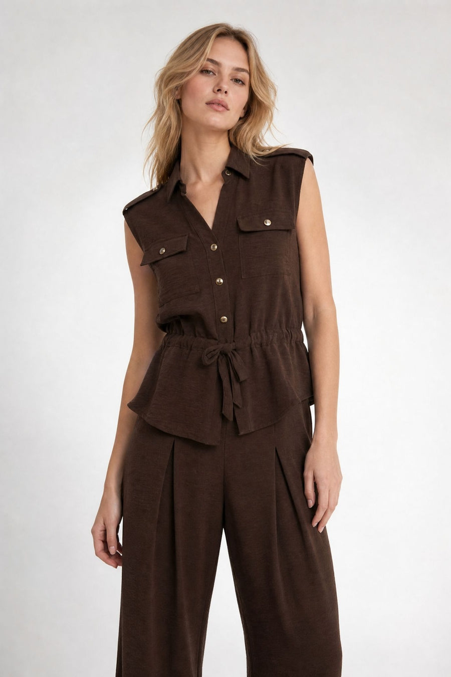 Ensemble saharien sans manches palazzo