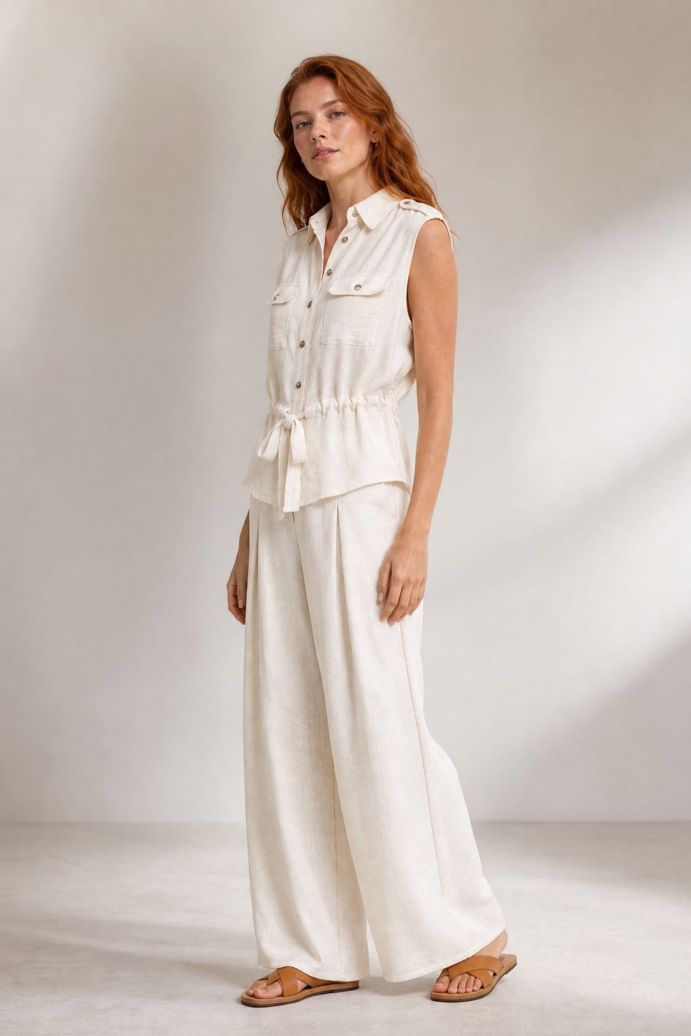 Ensemble saharien sans manches palazzo