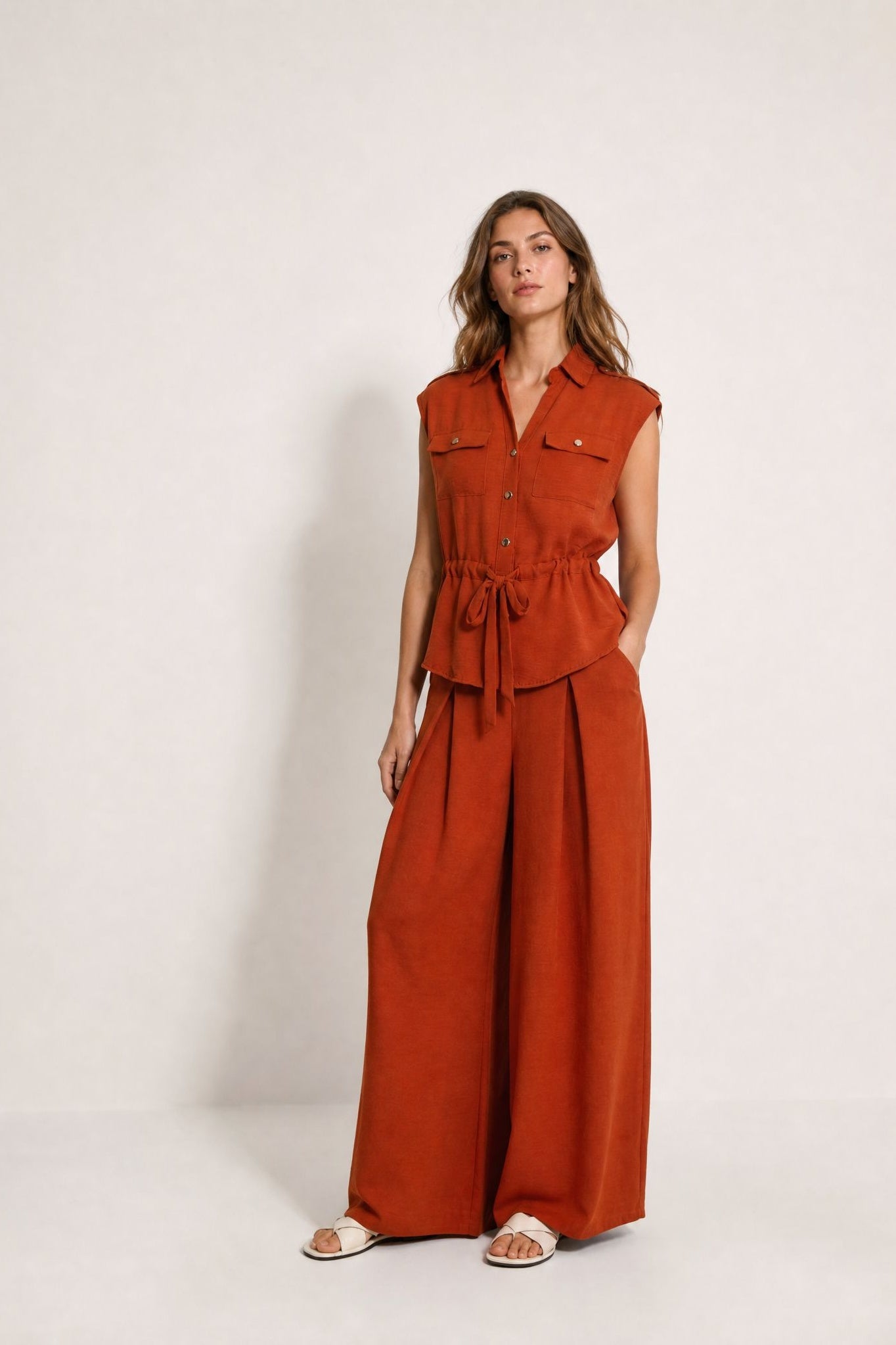Ensemble saharien sans manches palazzo