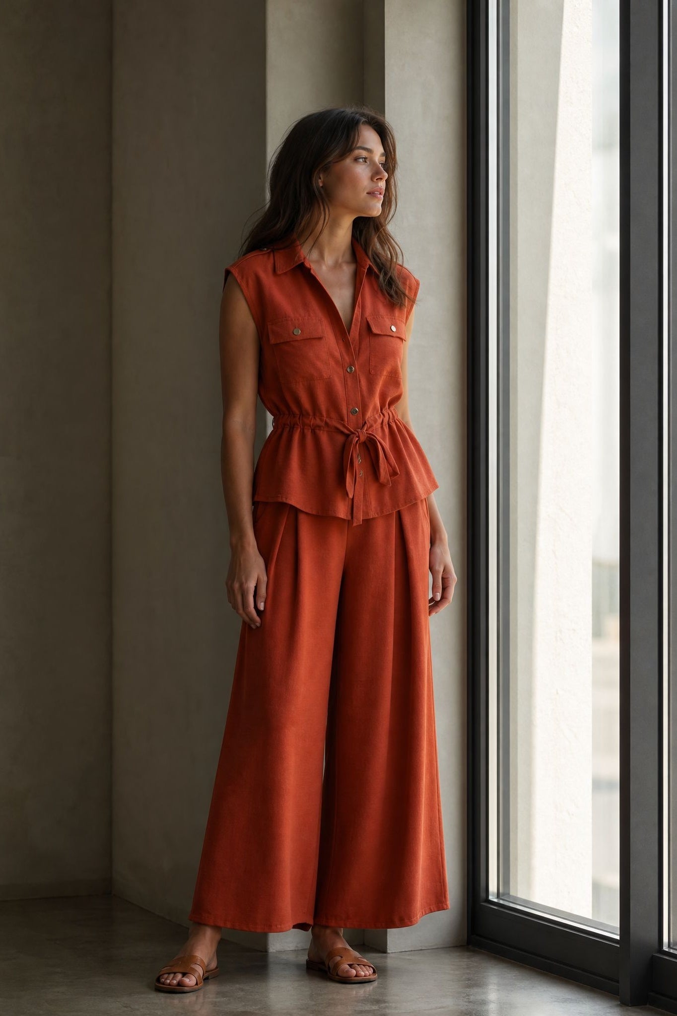 Ensemble saharien sans manches palazzo
