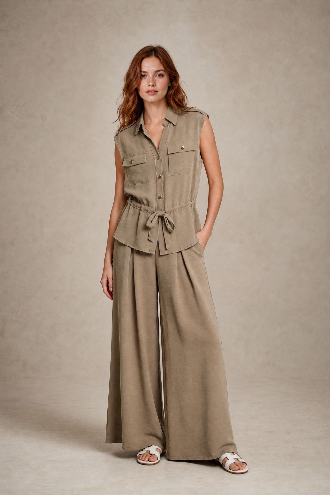 Ensemble saharien sans manches palazzo