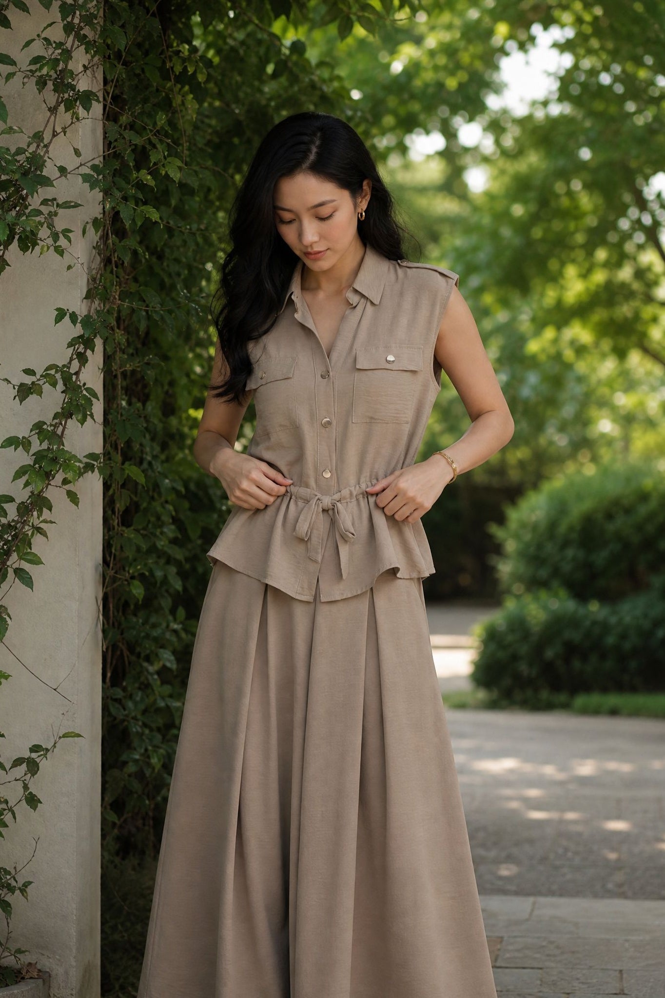 Ensemble saharien sans manches palazzo