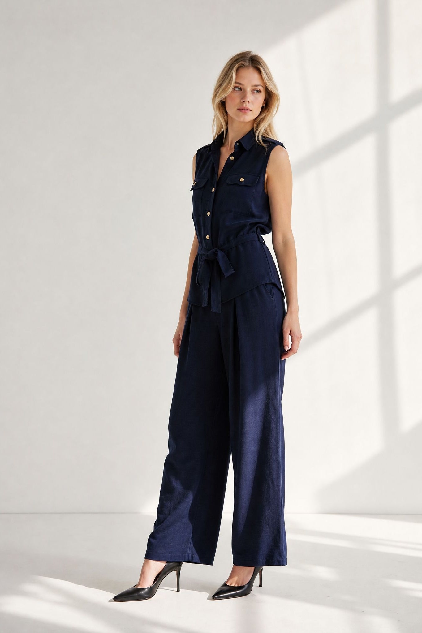 Ensemble saharien sans manches palazzo