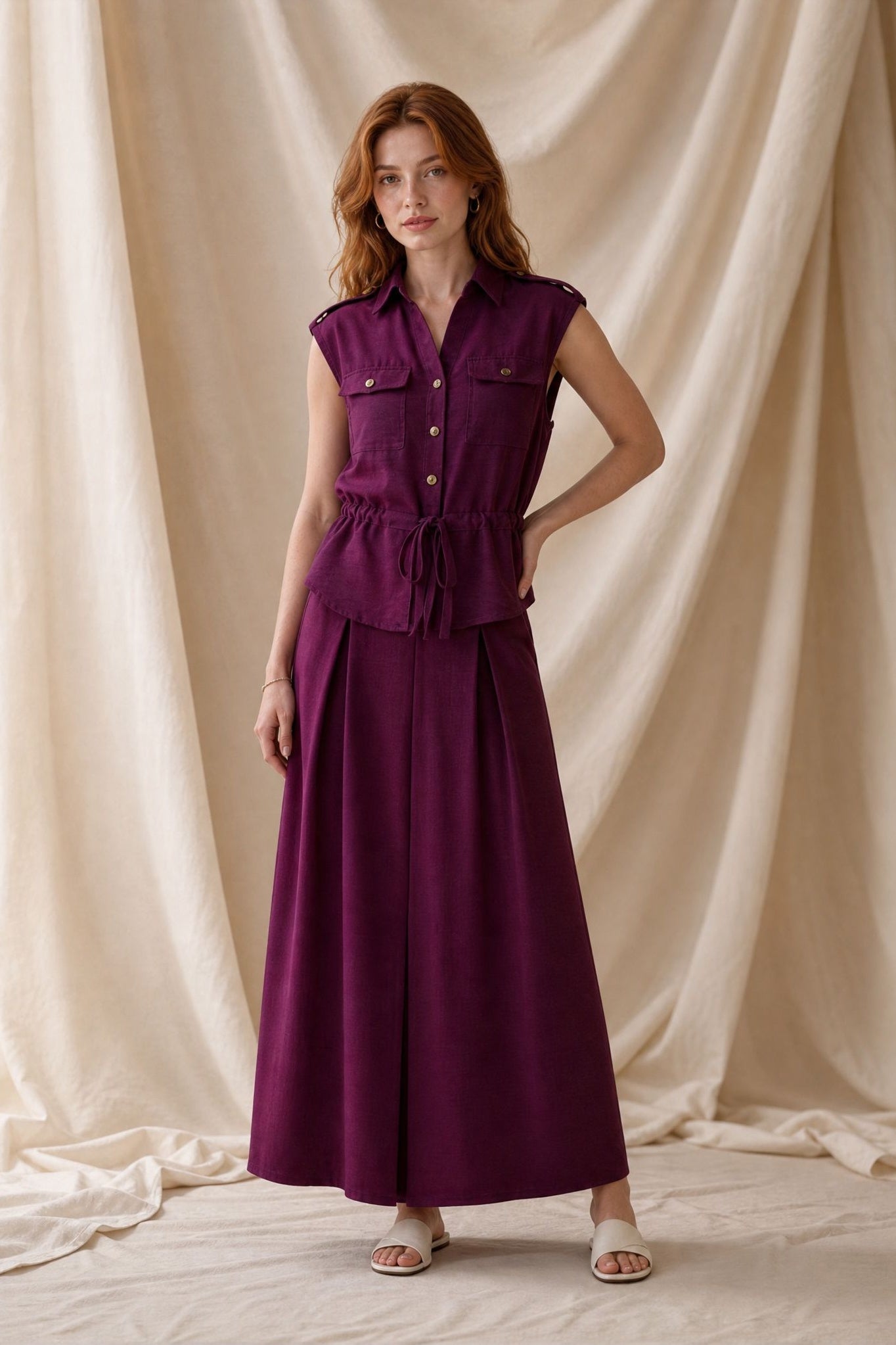 Ensemble saharien sans manches palazzo