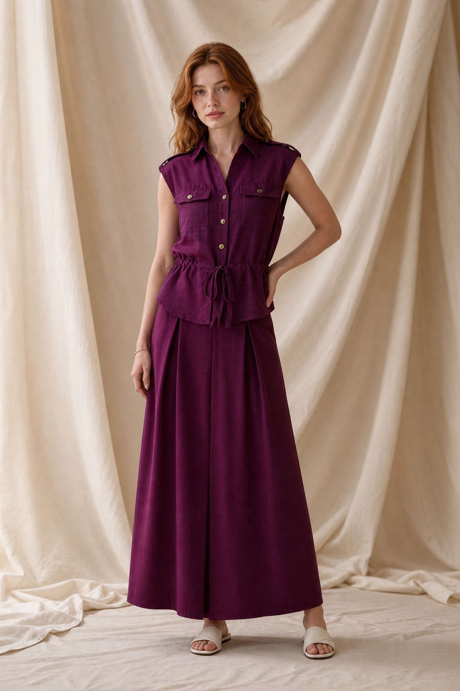 Ensemble saharien sans manches palazzo