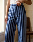 02. Pantalon rayé taille haute coton