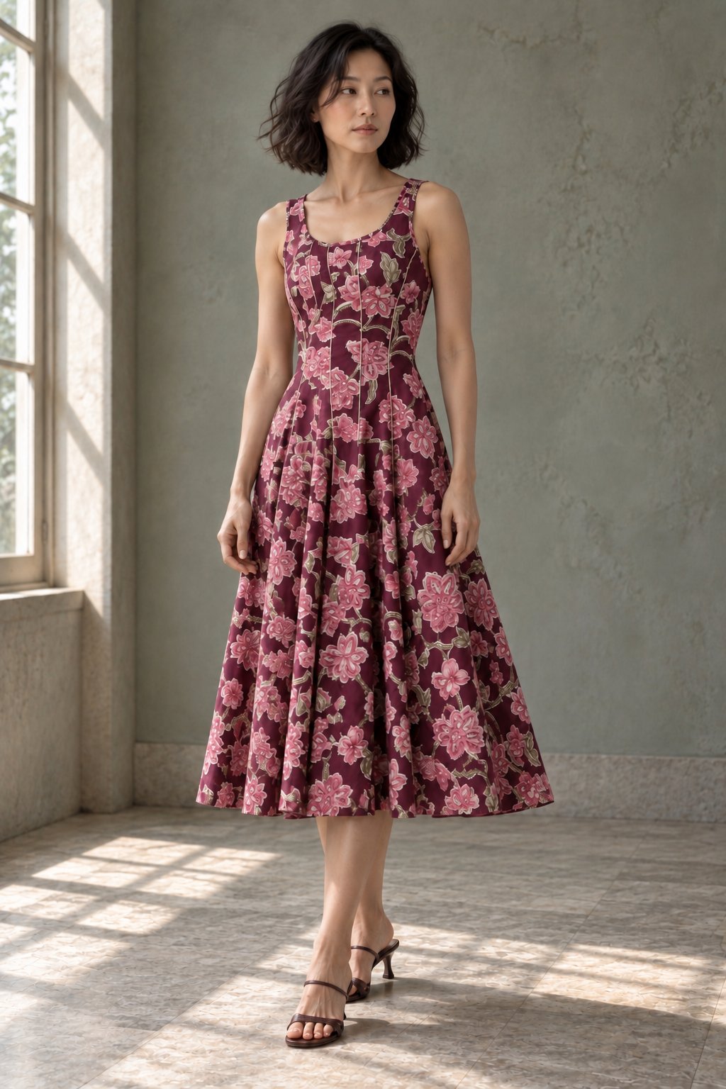 KDAPDT.02 robe midi evasee en coton fleuri kivesrc15476417200503s02m69577004188023skusapv00a004688 02