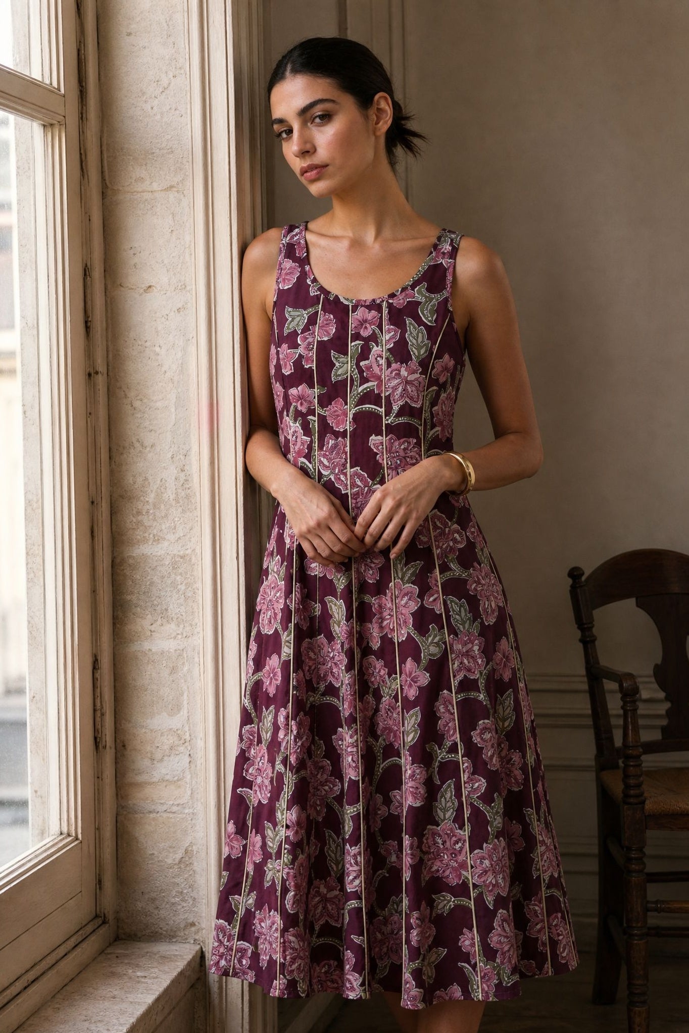 KDAPDT.02 robe midi evasee en coton fleuri kivesrc15476417200503s02m69577004188023skusapv00a004688 02