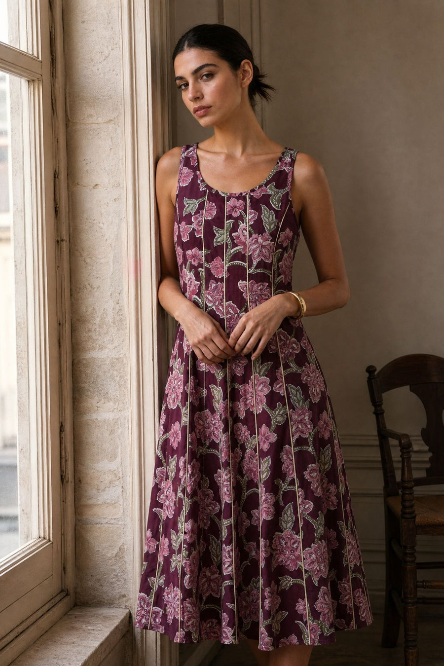 KDAPDT.02 robe midi evasee en coton fleuri kivesrc15476417200503s02m69577004188023skusapv00a004688 02