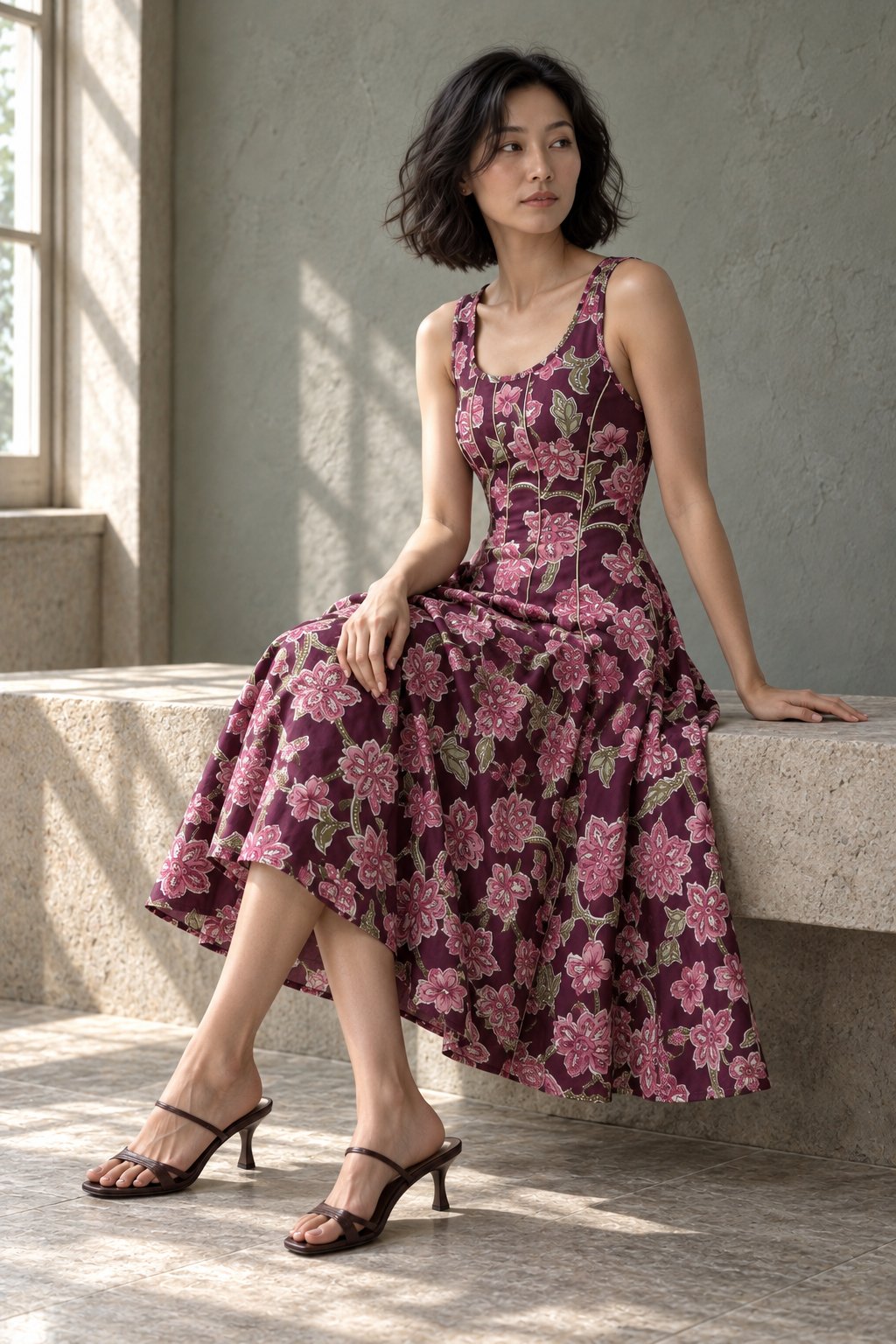 KDAPDT.02 robe midi evasee en coton fleuri kivesrc15476417200503s03m69577004286327skusapv00a004688 03